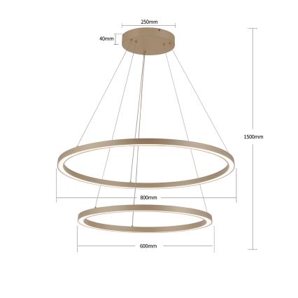 Brilagi - Dimbare LED-hanglamp met kabel PORTOFINO LED/98W/230V 3000-6000K Ø 80 cm beige + afstandsbediening