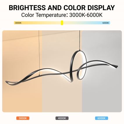 Brilagi - LED dimbare hanglamp met kabel SIGNATURE LED/55W/230V 3000-6000K 120x23 cm zwart + afstandsbediening