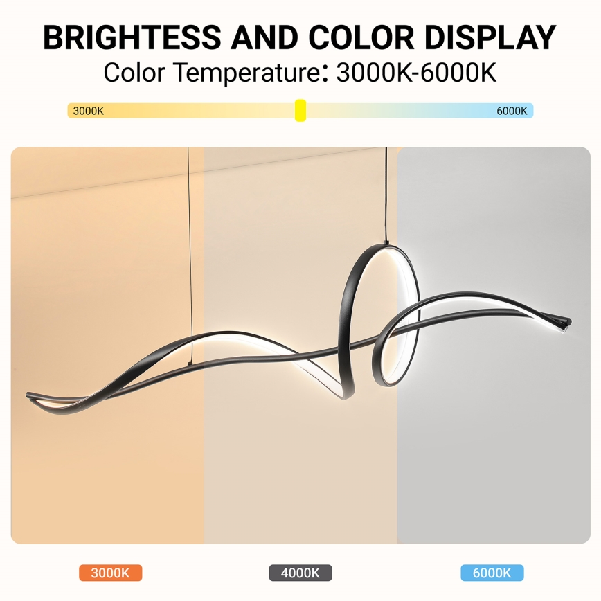 Brilagi - LED dimbare hanglamp met kabel SIGNATURE LED/55W/230V 3000-6000K 120x23 cm zwart + afstandsbediening