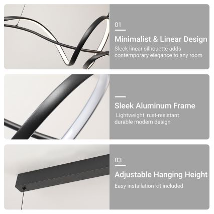 Brilagi - LED dimbare hanglamp met kabel SIGNATURE LED/55W/230V 3000-6000K 120x23 cm zwart + afstandsbediening