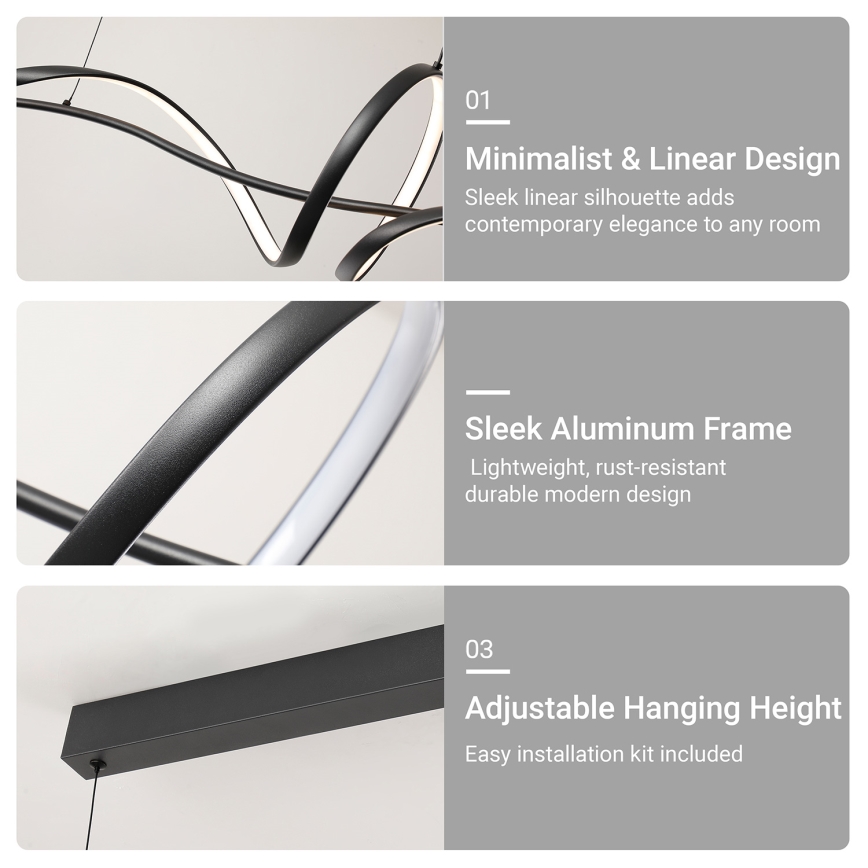 Brilagi - LED dimbare hanglamp met kabel SIGNATURE LED/55W/230V 3000-6000K 120x23 cm zwart + afstandsbediening
