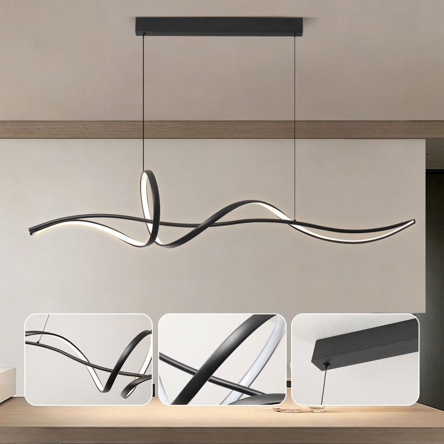 Brilagi - LED dimbare hanglamp met kabel SIGNATURE LED/55W/230V 3000-6000K 120x23 cm zwart + afstandsbediening