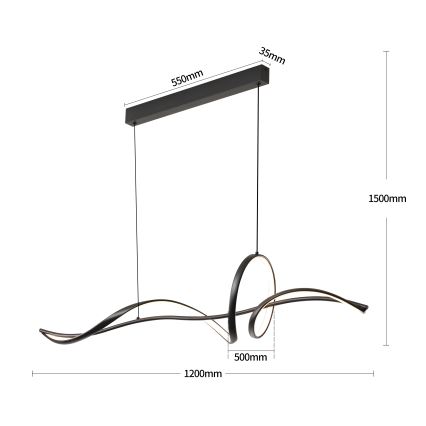 Brilagi - LED dimbare hanglamp met kabel SIGNATURE LED/55W/230V 3000-6000K 120x23 cm zwart + afstandsbediening
