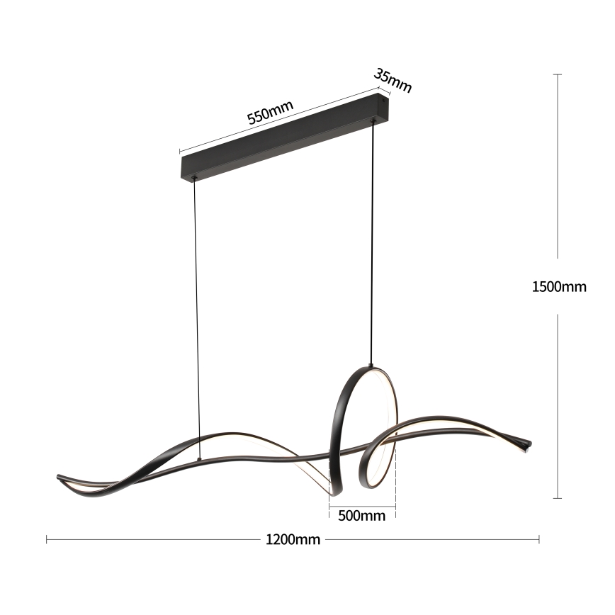 Brilagi - LED dimbare hanglamp met kabel SIGNATURE LED/55W/230V 3000-6000K 120x23 cm zwart + afstandsbediening