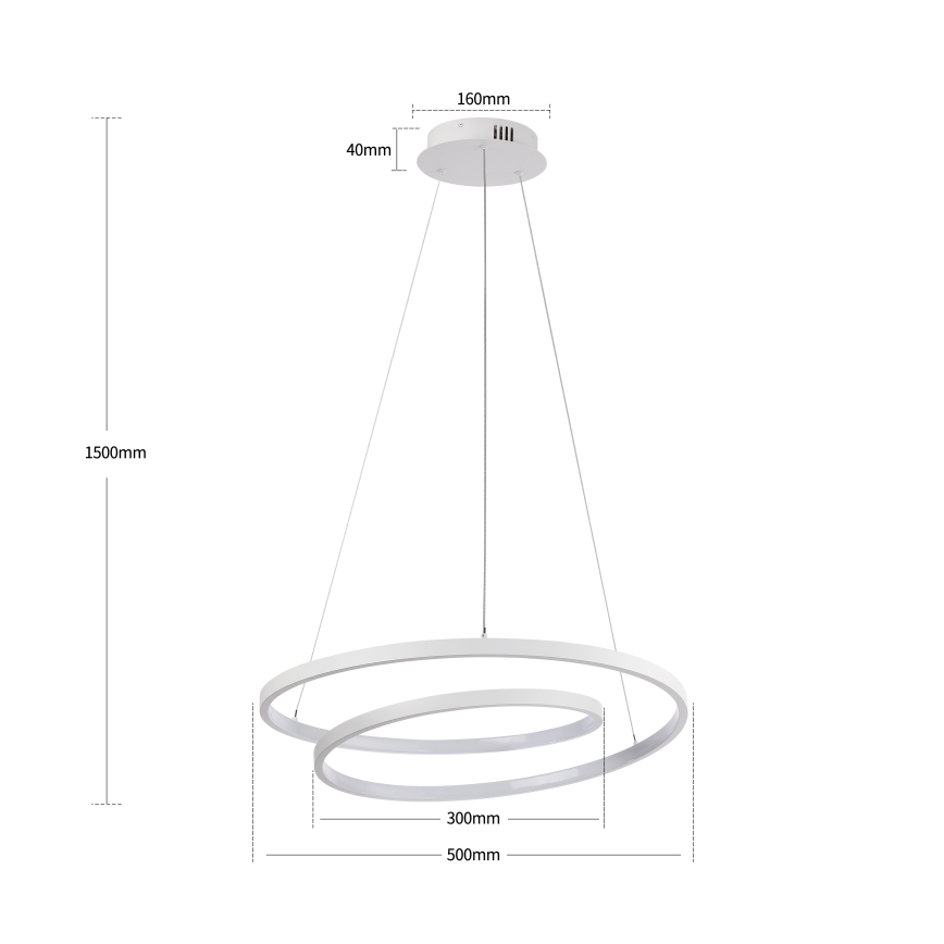 Brilagi - Dimbare LED-hanglamp met kabel TWISTER LED/48W/230V 3000-6000K Ø 50 cm wit + afstandsbediening