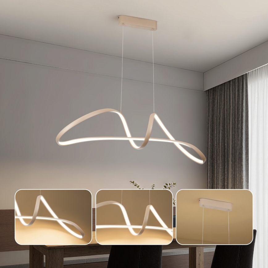 Brilagi - LED-dimbare hanglamp aan kabel TWISTER LED/60W/230V 3000-6000K beige + afstandsbediening
