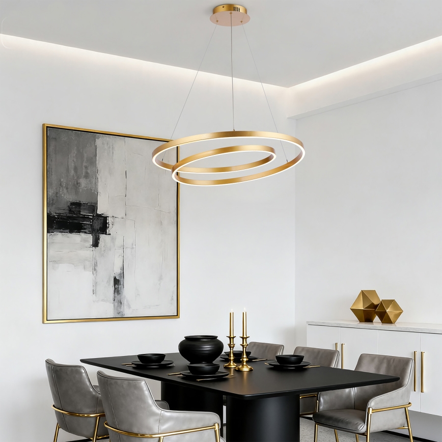 Brilagi - LED dimbare hanglamp aan kabel TWISTER LED/75W/230V 3000-6000K diam. 70 cm goudkleurig + afstandsbediening