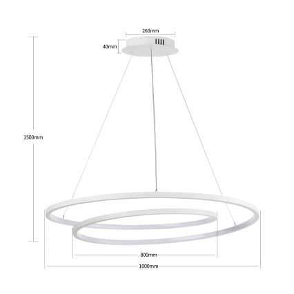 Brilagi - LED-dimbare hanglamp aan kabel TWISTER LED/105W/230V 3000-6000K Ø 100 cm wit + afstandsbediening