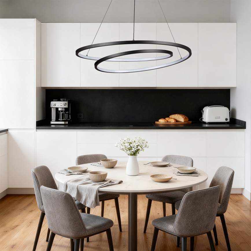 Brilagi - Dimbare LED-hanglamp aan kabel TWISTER LED/105W/230V 3000-6000K Ø 100 cm zwart + afstandsbediening