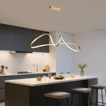 Brilagi - LED dimbare pendellamp aan kabel TWISTER LED/60W/230V 3000-6000K goudkleurig + afstandsbediening