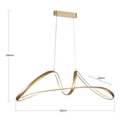 Brilagi - LED dimbare pendellamp aan kabel TWISTER LED/60W/230V 3000-6000K goudkleurig + afstandsbediening