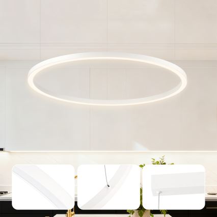 Brilagi - Dimbare LED-hanglamp aan kabel PORTOFINO LED/60W/230V 3000-6000K Ø 80 cm wit + afstandsbediening