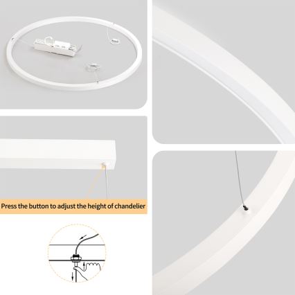 Brilagi - Dimbare LED-hanglamp aan kabel PORTOFINO LED/60W/230V 3000-6000K Ø 80 cm wit + afstandsbediening