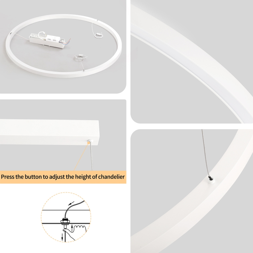 Brilagi - Dimbare LED-hanglamp aan kabel PORTOFINO LED/60W/230V 3000-6000K Ø 80 cm wit + afstandsbediening