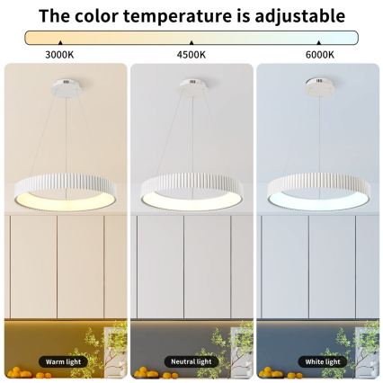 BRILAGI - Dimbare hanglamp aan kabel FALCON MODERN LED/54W/230V 3000-6000K Ø 60 cm wit + afstandsbediening
