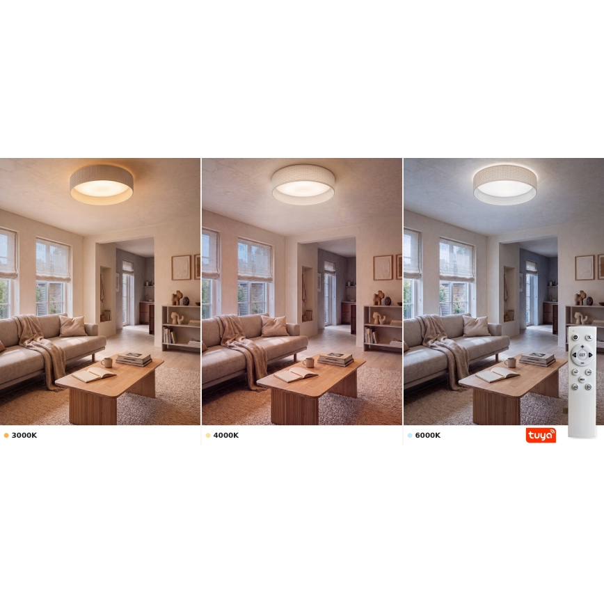 Brilagi - Dimbare LED-plafondlamp VELVET SMARTIX STARS LED/24W/230V 3000-6000K Ø 45 cm crème Wi-Fi Tuya Beacon + afstandsbediening