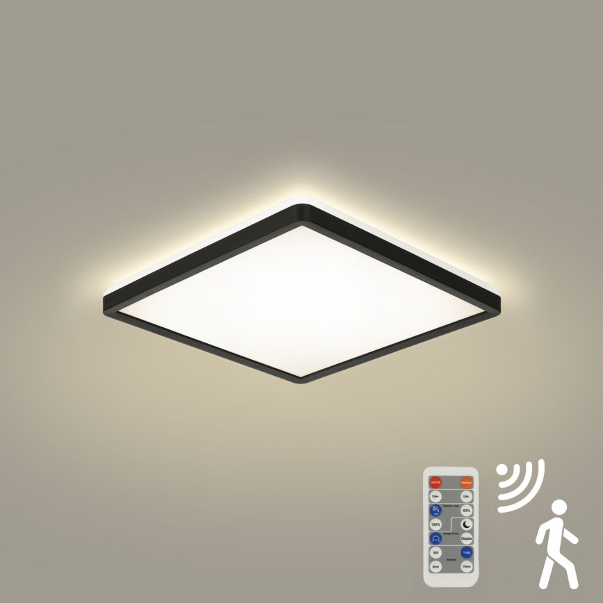Brilagi - LED dimbare lamp met bewegings- en schemersensor ULTRA SLIM LED/18W/230V 30x30 cm + afstandsbediening