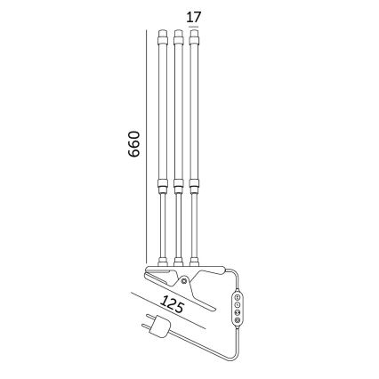 Brilagi - LED Dimbaar flexibel tafellamp met clip voor het kweken van planten VITABLOOM 3xLED/10W/230V zwart