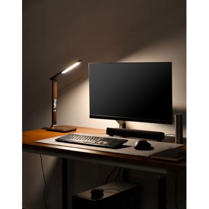 Brilagi - REGINA LED-dimbare tafellamp met draadloos QI-opladen en USB LED/8,5W/230V bruin