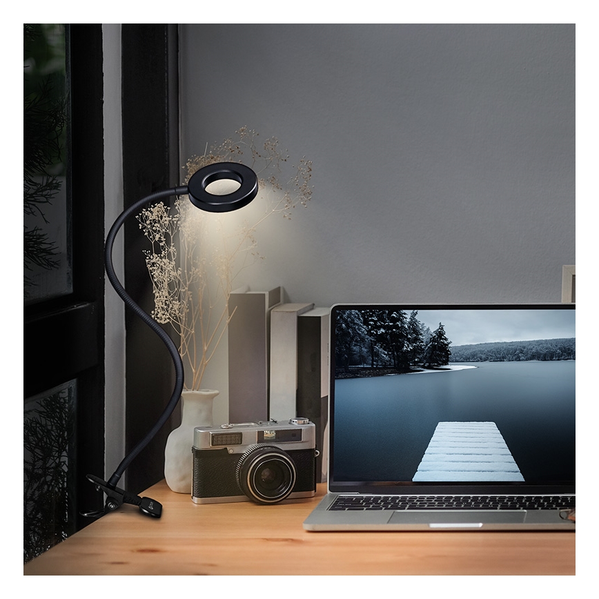 Brilagi -LED Dimbare lamp met klem ORBELA LED/8W/5V 3000/4000/5000K zwart