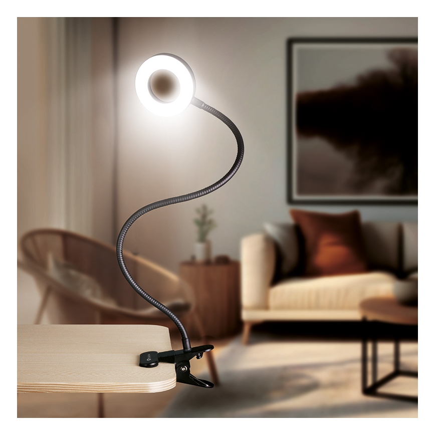 Brilagi -LED Dimbare lamp met klem ORBELA LED/8W/5V 3000/4000/5000K zwart