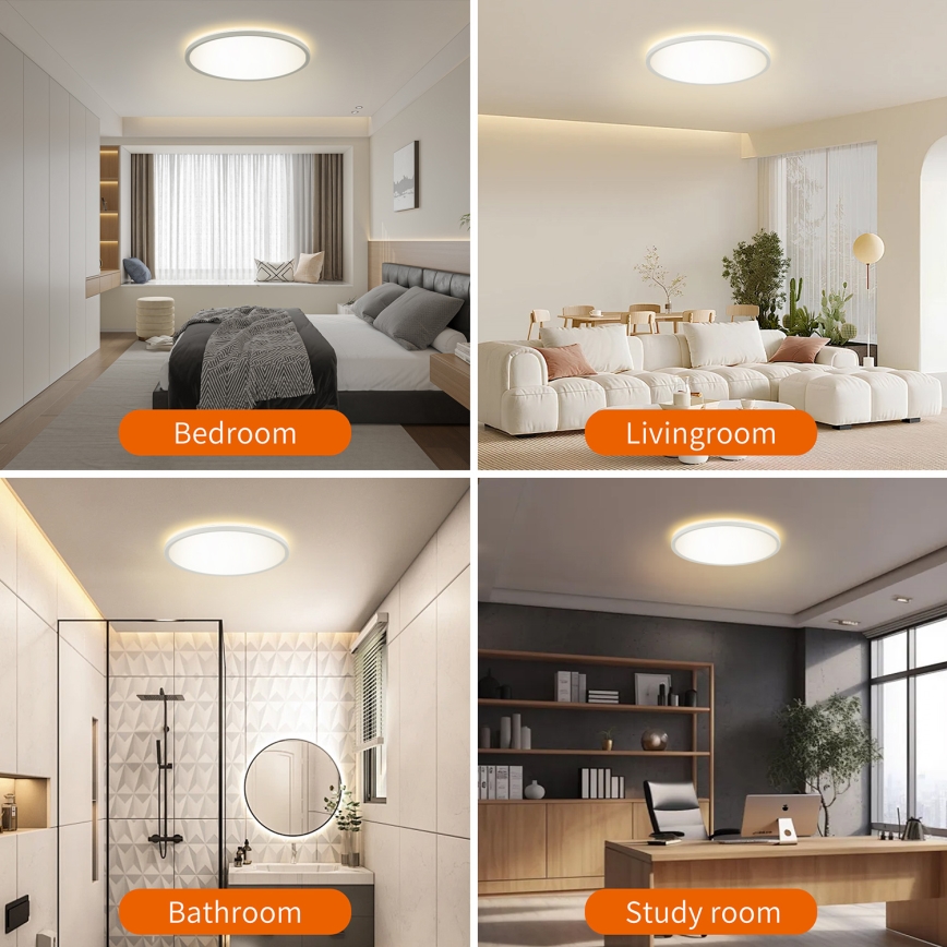 Brilagi - LED dimbare lamp met bewegings- en schemersensor ULTRA SLIM LED/24W/230V Ø 42 cm + afstandsbediening