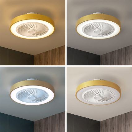 Brilagi - Dimbare LED-plafondlamp met ventilator LED/38W/230V 3000-6500K 3000-6500K Ø 50 cm goudkleurig + afstandsbediening