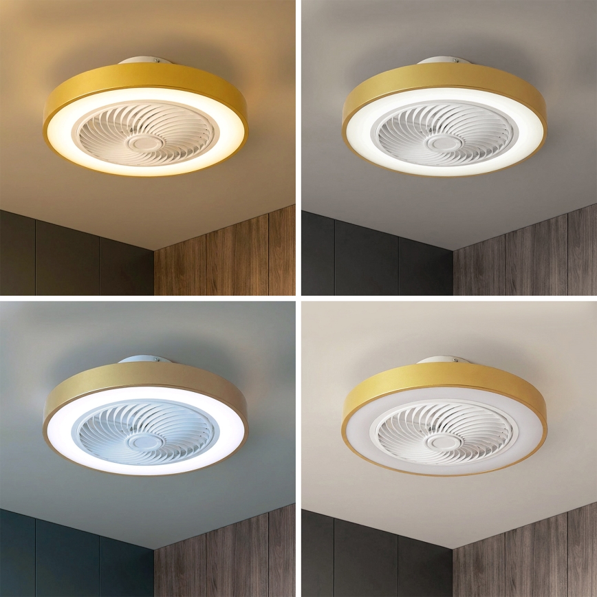 Brilagi - Dimbare LED-plafondlamp met ventilator LED/38W/230V 3000-6500K 3000-6500K Ø 50 cm goudkleurig + afstandsbediening