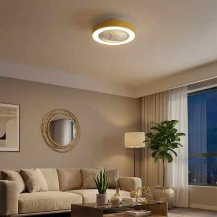 Brilagi - Dimbare LED-plafondlamp met ventilator LED/38W/230V 3000-6500K 3000-6500K Ø 50 cm goudkleurig + afstandsbediening