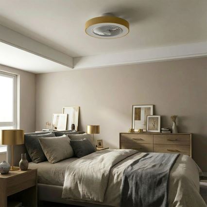 Brilagi - Dimbare LED-plafondlamp met ventilator LED/38W/230V 3000-6500K 3000-6500K Ø 50 cm goudkleurig + afstandsbediening