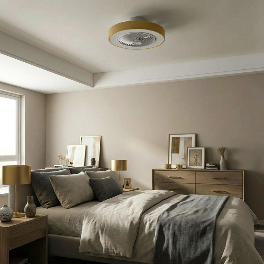 Brilagi - Dimbare LED-plafondlamp met ventilator LED/38W/230V 3000-6500K 3000-6500K Ø 50 cm goudkleurig + afstandsbediening