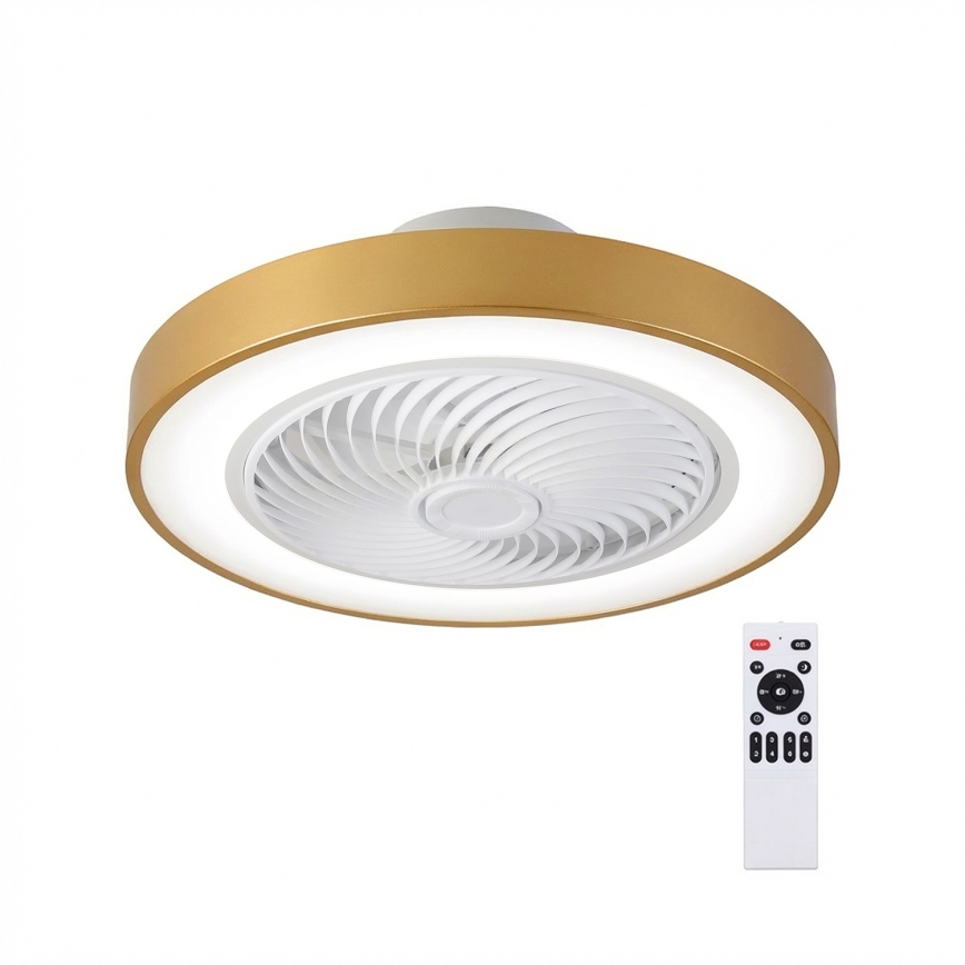 Brilagi - Dimbare LED-plafondlamp met ventilator LED/38W/230V 3000-6500K 3000-6500K Ø 50 cm goudkleurig + afstandsbediening