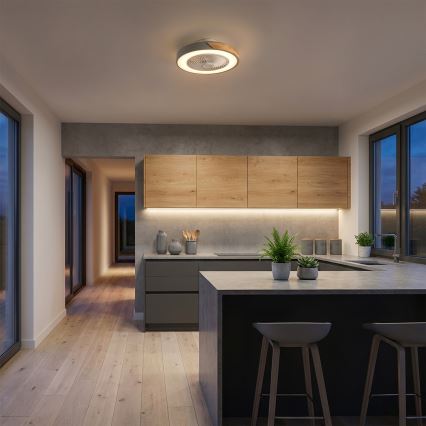 Brilagi - Dimbare LED-plafondventilator LED/38W/230V 3000-6500K Ø 50 cm grijs/eiken + afstandsbediening