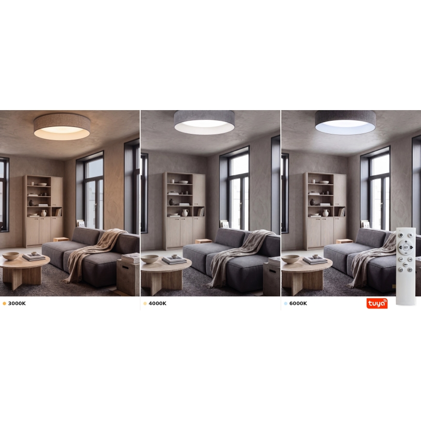 Brilagi - Dimbare LED-plafondlamp VELVET SMARTIX STARS LED/24W/230V 3000-6000K Ø 45 cm grijs Wi-Fi Tuya Beacon + afstandsbediening