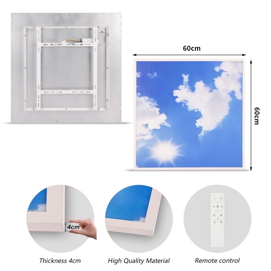 Brilagi - Dimbare LED-plafondlamp SLIMFRAME LED/58W/230V 60x60 cm 3000-6000K zilver/blauw + afstandsbediening