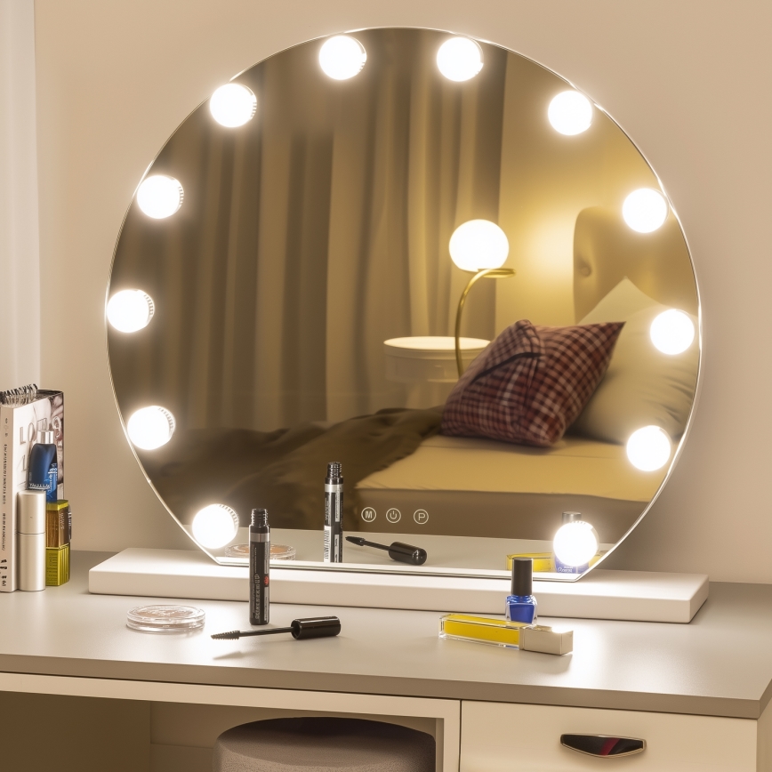 Brilagi - LED dimbare make-up spiegel HOLLYWOOD LED/12W/230V 3000/4000/6500K