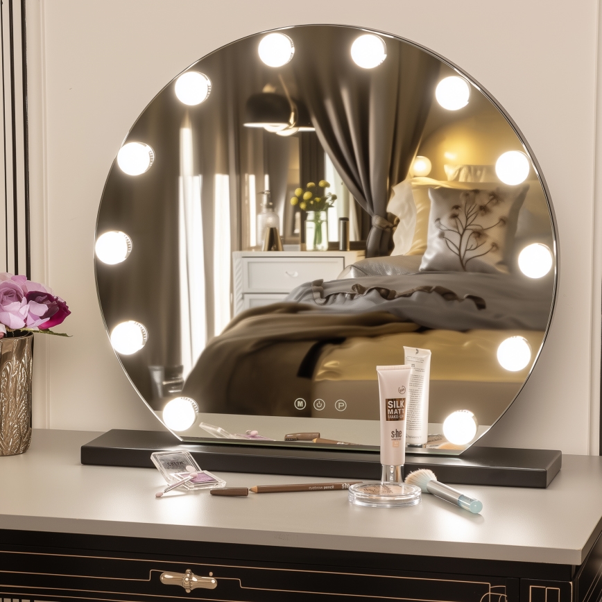 Brilagi - LED dimbare make-up spiegel HOLLYWOOD LED/12W/230V 3000/4000/6500K