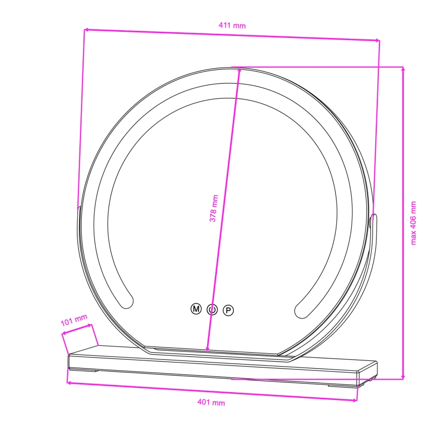 BRILAGI - LED-dimbare make-upspiegel CALIFORNIA LED/14W/230V 3000/4000/6500K 44x40 cm zwart