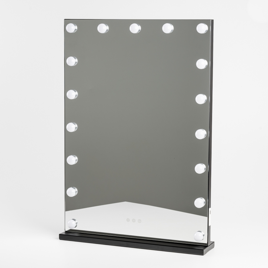 BRILAGI - Dimbare make-upspiegel HOLLYWOOD LED/15W/230V CCT + 2x USB 55x77 cm zwart