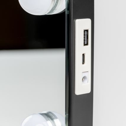 BRILAGI - Dimbare make-upspiegel HOLLYWOOD LED/15W/230V CCT + 2x USB 55x77 cm zwart