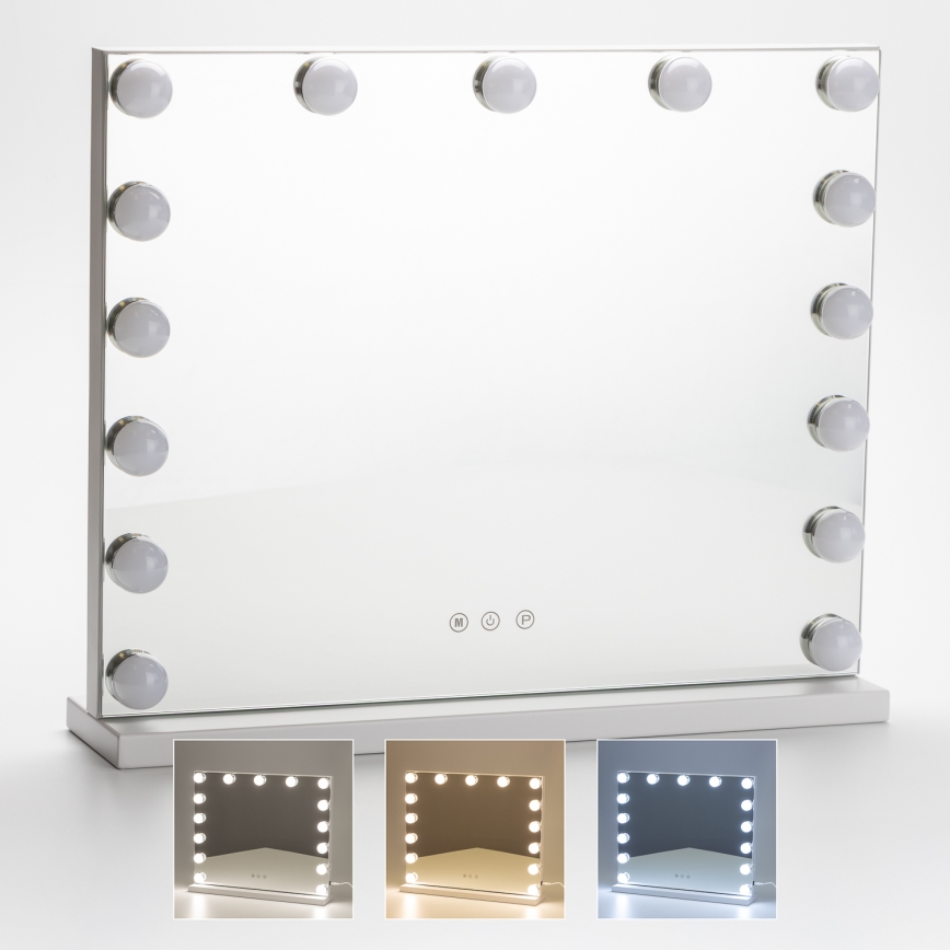 BRILAGI - LED dimbare make-upspiegel HOLLYWOOD LED/15W/230V CCT + USB wit