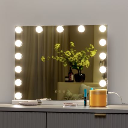 BRILAGI - LED dimbare make-upspiegel HOLLYWOOD LED/15W/230V CCT + USB wit