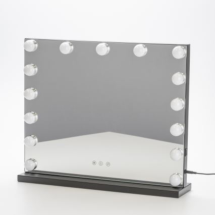 BRILAGI - LED dimbare make-upspiegel HOLLYWOOD LED/15W/230V CCT + USB zwart