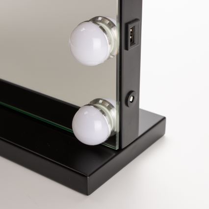 BRILAGI - LED dimbare make-upspiegel HOLLYWOOD LED/15W/230V CCT + USB zwart