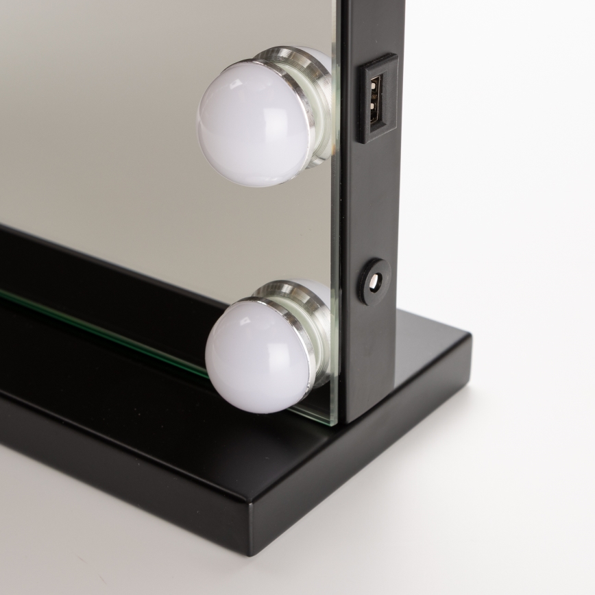 BRILAGI - LED dimbare make-upspiegel HOLLYWOOD LED/15W/230V CCT + USB zwart