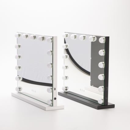 BRILAGI - LED dimbare make-upspiegel HOLLYWOOD LED/15W/230V CCT + USB zwart