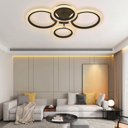 Brilagi - LED-dimbare plafonnière ORBITS LED/50W/230V 3000-6500K zwart + afstandsbediening