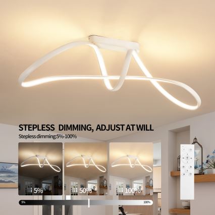 Brilagi - Dimbare LED-opbouwplafondlamp TWISTER LED/60W/230V 3000-6000K wit + afstandsbediening