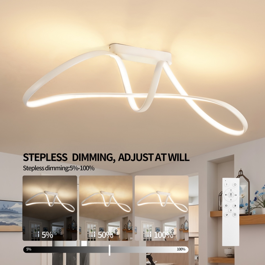 Brilagi - Dimbare LED-opbouwplafondlamp TWISTER LED/60W/230V 3000-6000K wit + afstandsbediening
