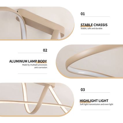 Brilagi - dimbare LED opbouwplafonnière TWISTER LED/60W/230V 3000-6000K beige + afstandsbediening